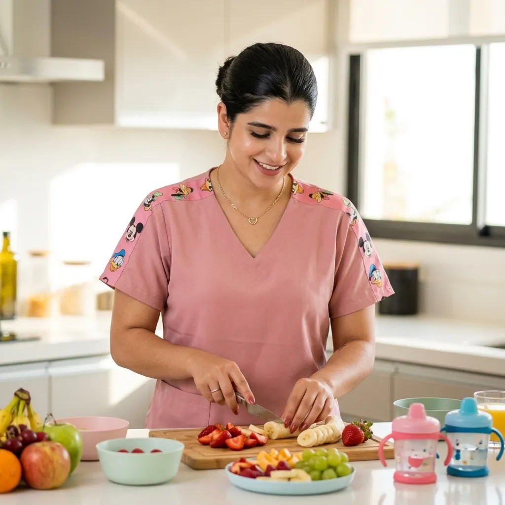 Bruna preparando lanche na cozinha